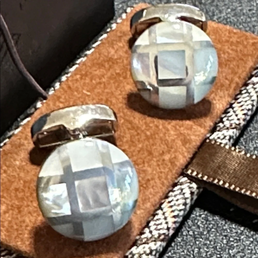Joseph Abboud Checkered Mother Of Pearl Cufflinks